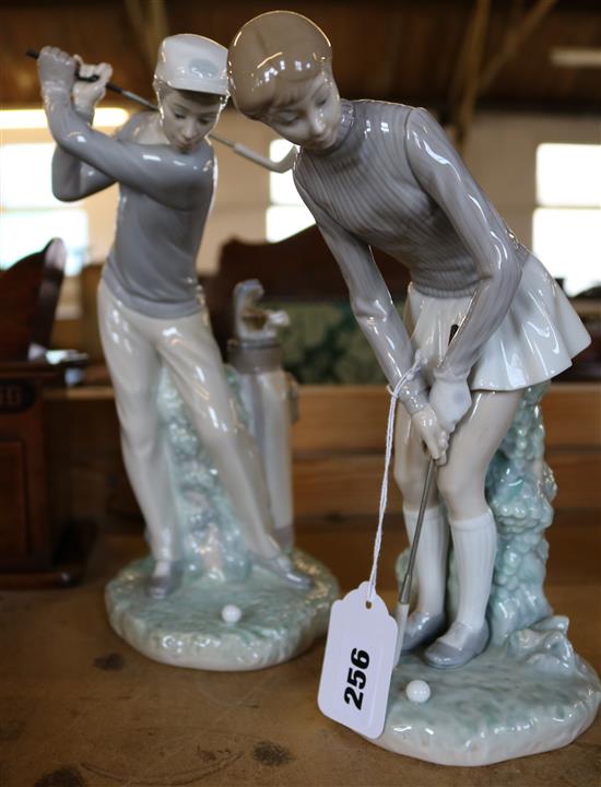Two Lladro figures of golfers